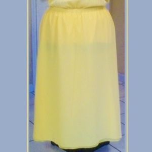 Dressy Sunny Yellow Lined Crepe Maxi Skirt